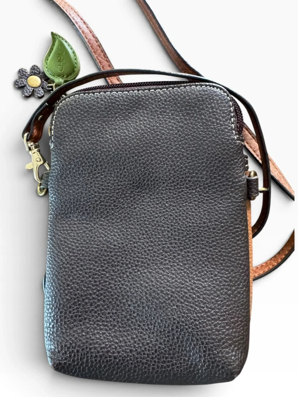 Chala Cactus Cellphone Crossbody Bag Brown Vegan Leather Smartphone Purse